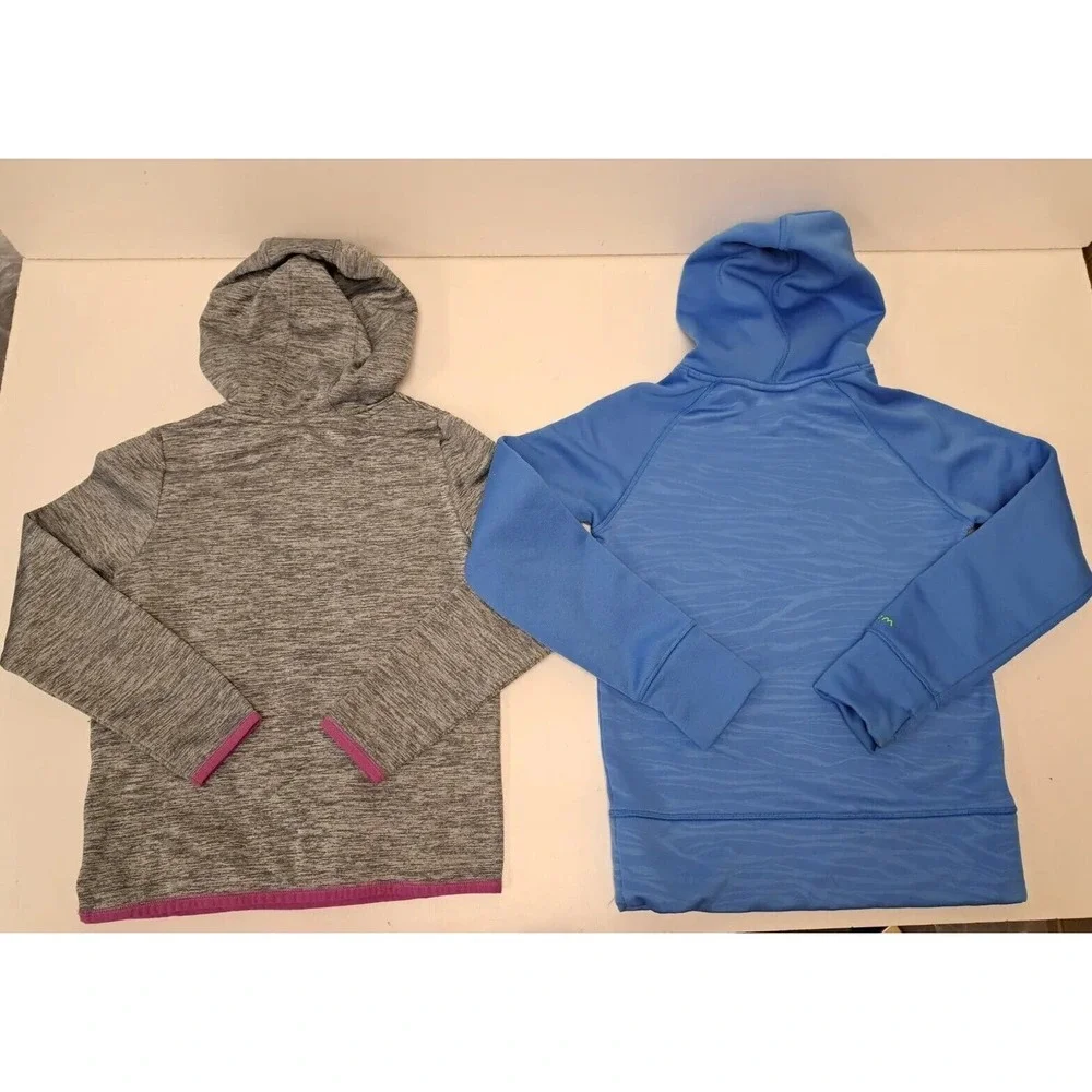 Lot of 2 Under Armour Hoodie Sweatshirt Loose Cold Gear Blue Grey Youth Medium